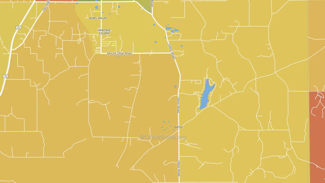 Oktoc, MS Map of Vehicle Theft Rates