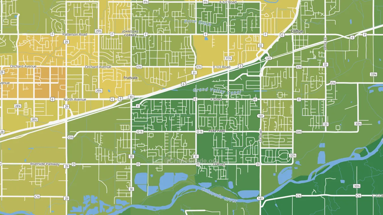 Ol Sun, Clifton, CO Map of Vehicle Theft Rates