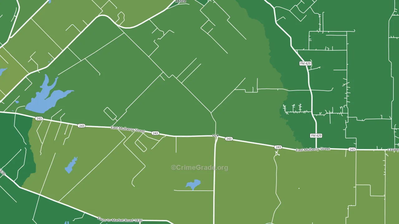 Ola, TX Map of Vehicle Theft Rates