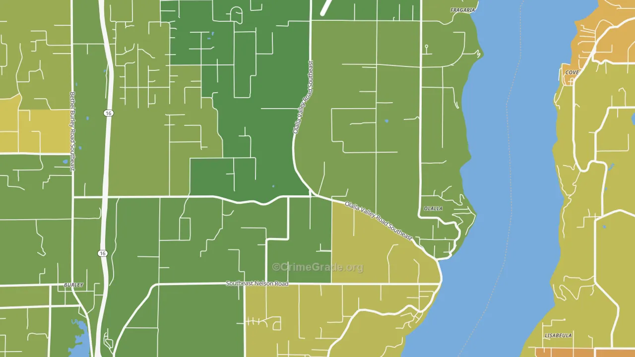 Olalla, WA Map of Vehicle Theft Rates
