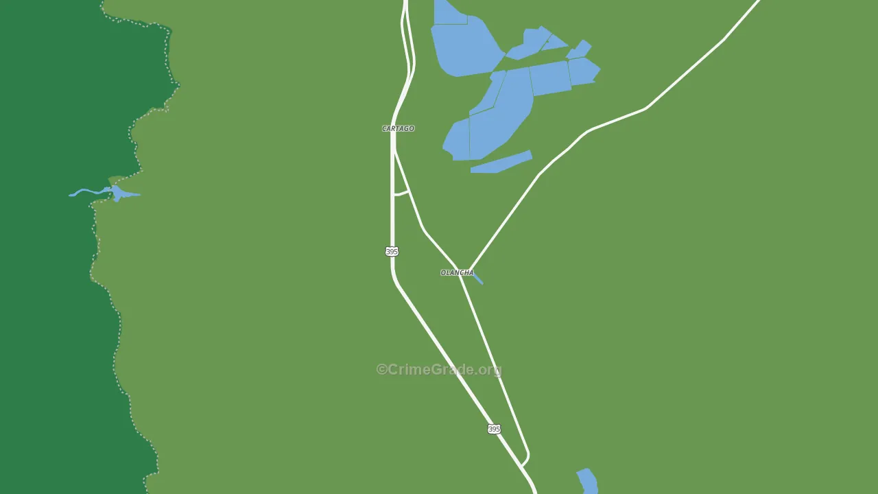 Olancha, CA Map of Vehicle Theft Rates