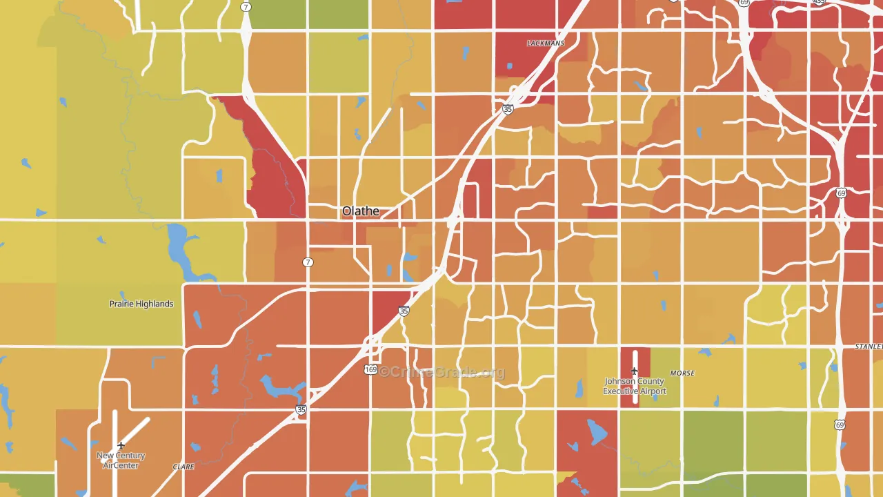 Olathe, KS Map of Vehicle Theft Rates