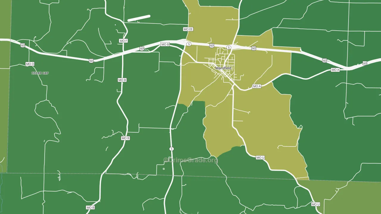 Olathia, MO Map of Vehicle Theft Rates