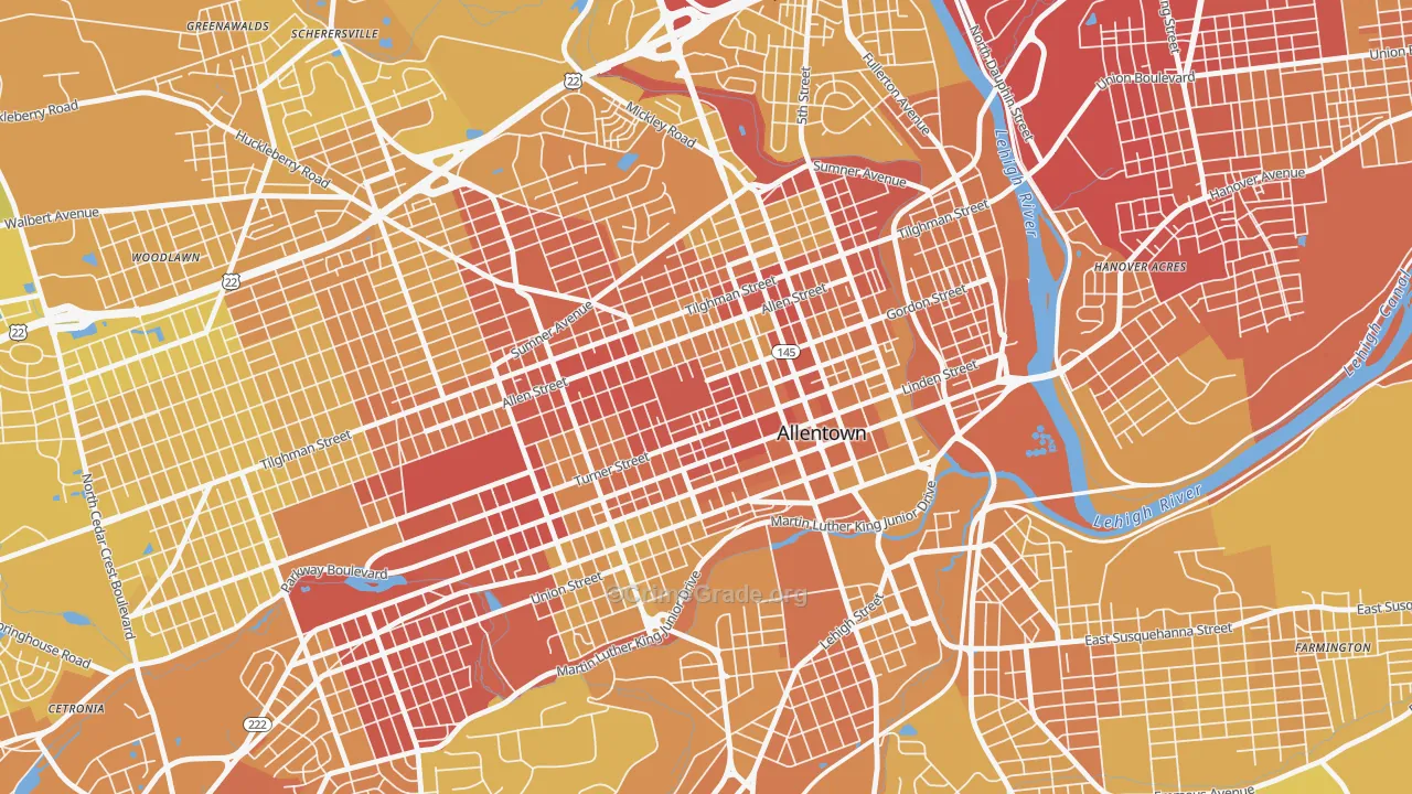 Old Allentown, Allentown, PA Map of Vehicle Theft Rates