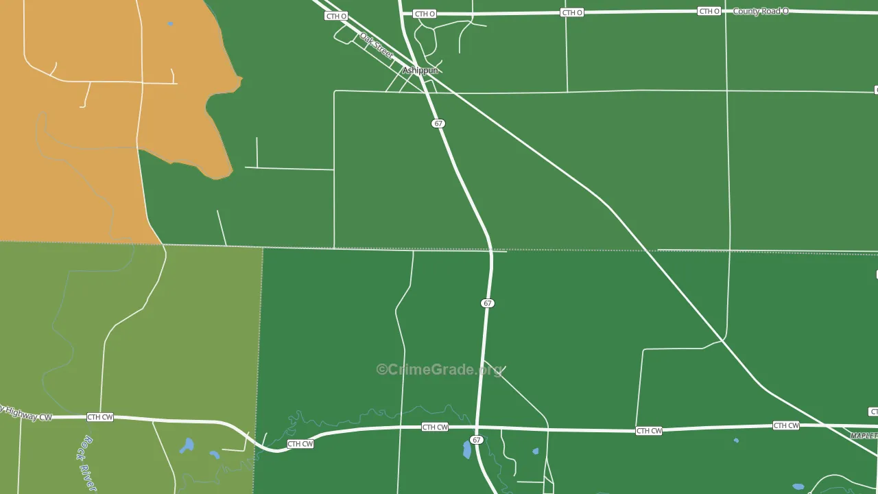 Old Ashippun, WI Map of Vehicle Theft Rates