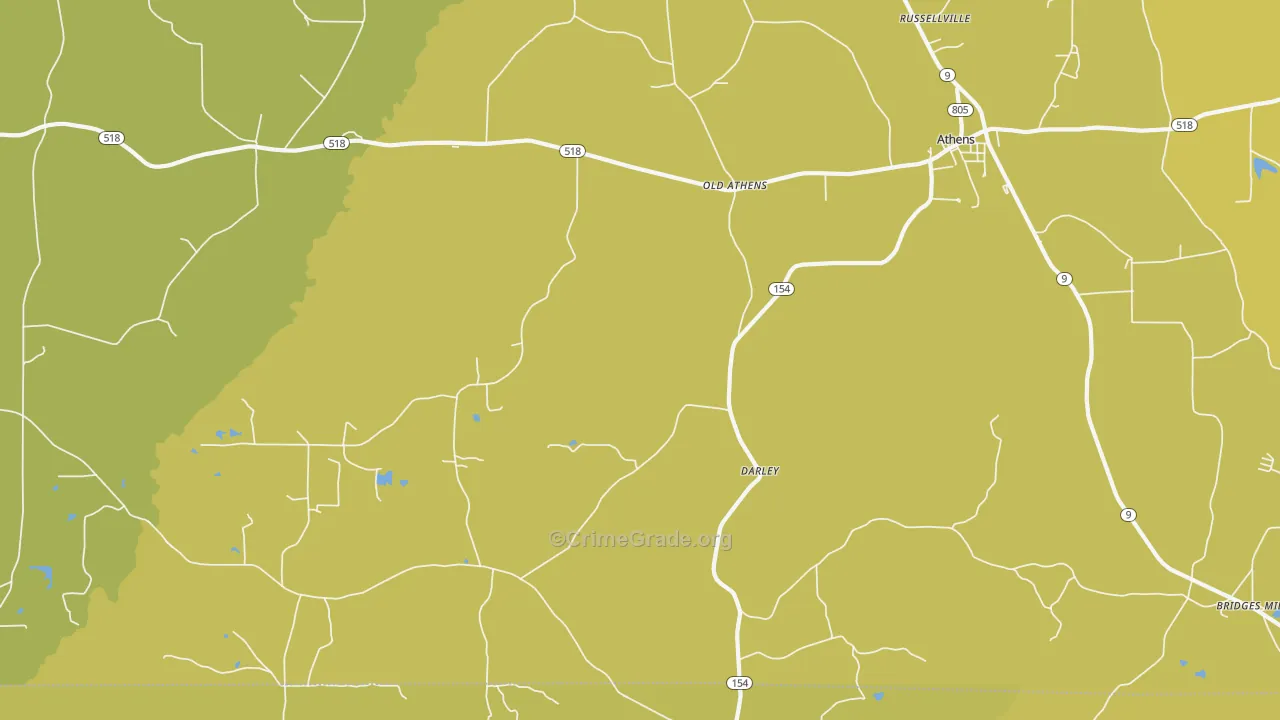 Old Athens, LA Map of Vehicle Theft Rates