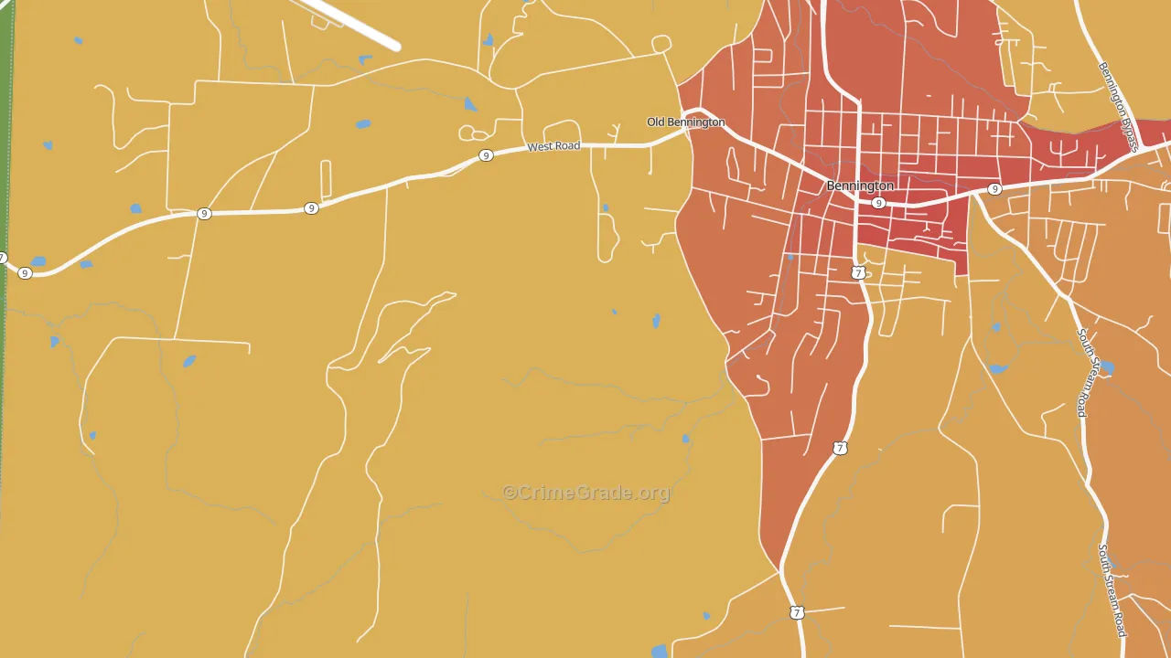 Old Bennington, VT Map of Vehicle Theft Rates