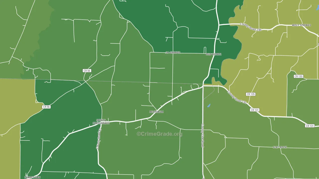 Old Bethel, AL Map of Vehicle Theft Rates