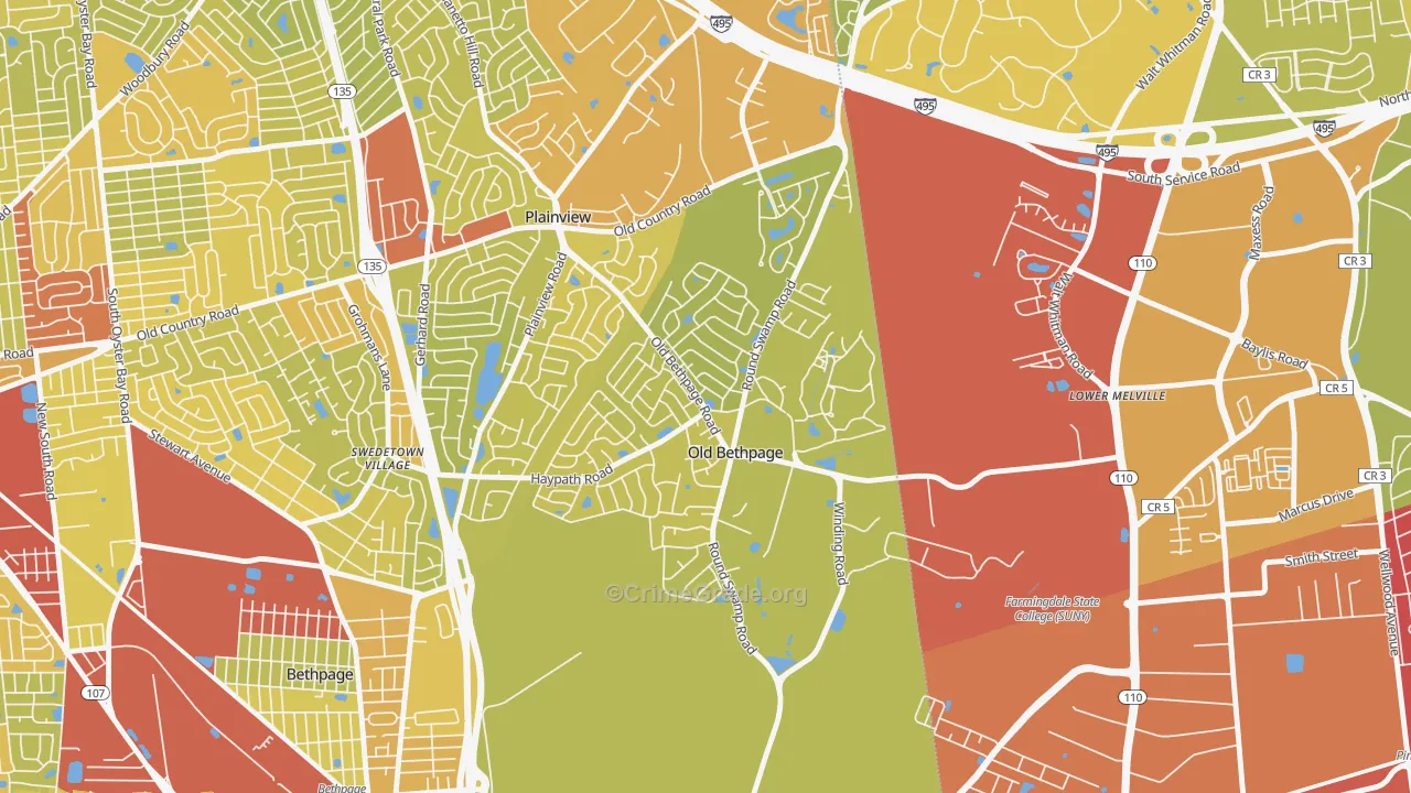 Old Bethpage, NY Map of Vehicle Theft Rates