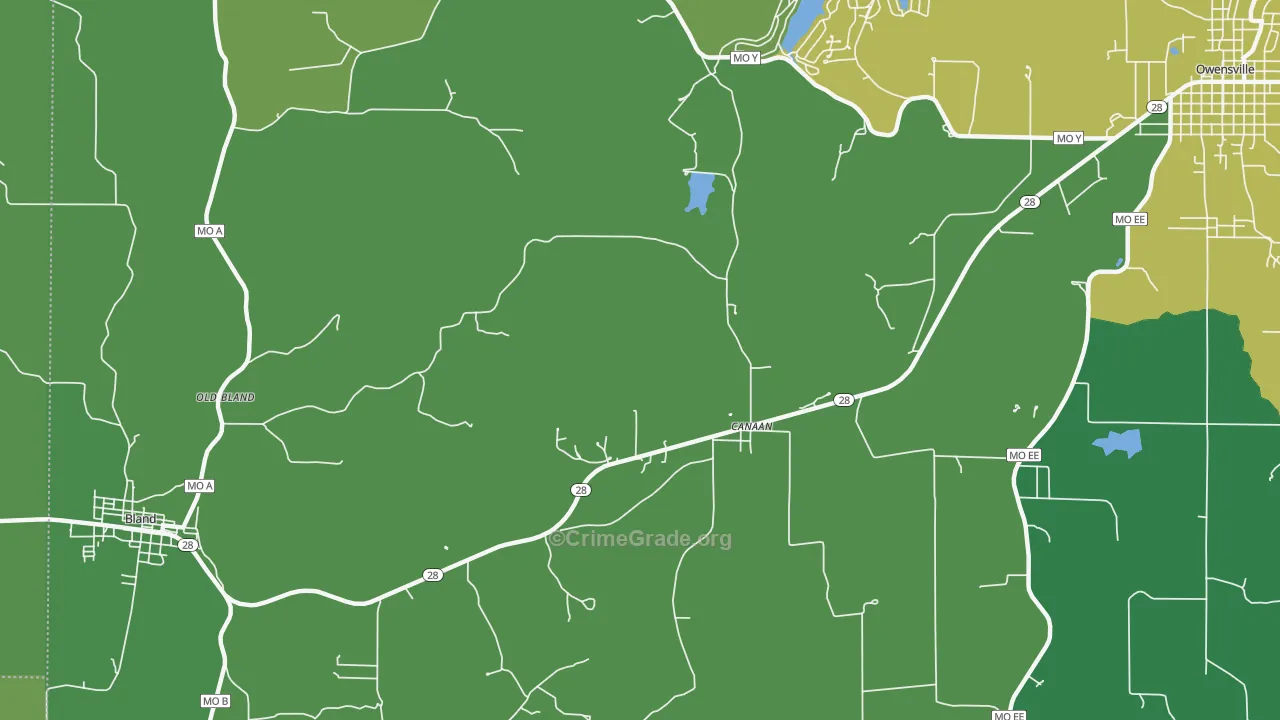 Old Bland, MO Map of Vehicle Theft Rates