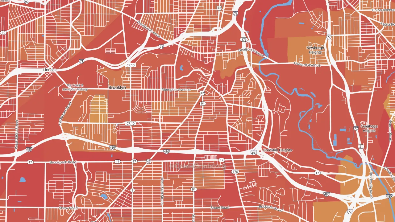 Old Brooklyn, Cleveland, OH Map of Vehicle Theft Rates