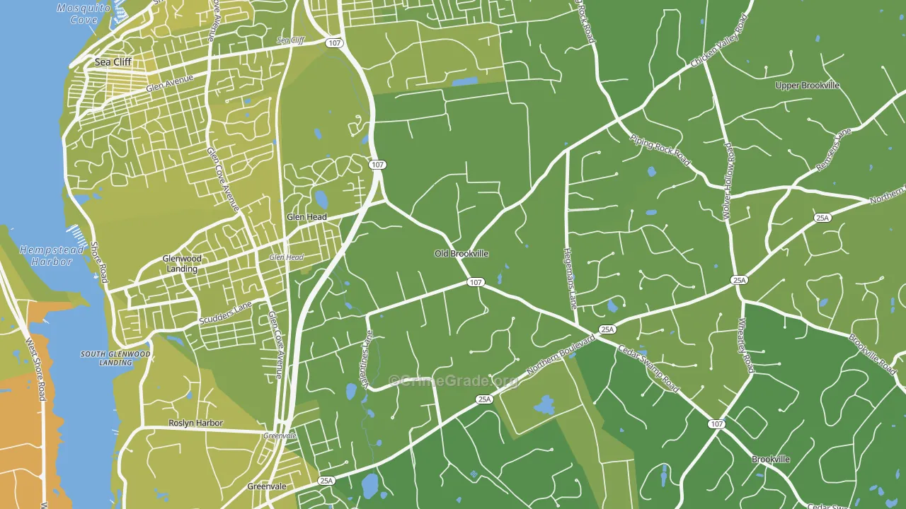 Old Brookville, NY Map of Vehicle Theft Rates