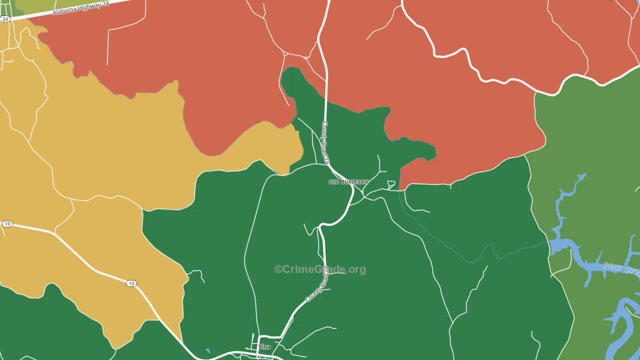 Old Burleson, AL Map of Vehicle Theft Rates