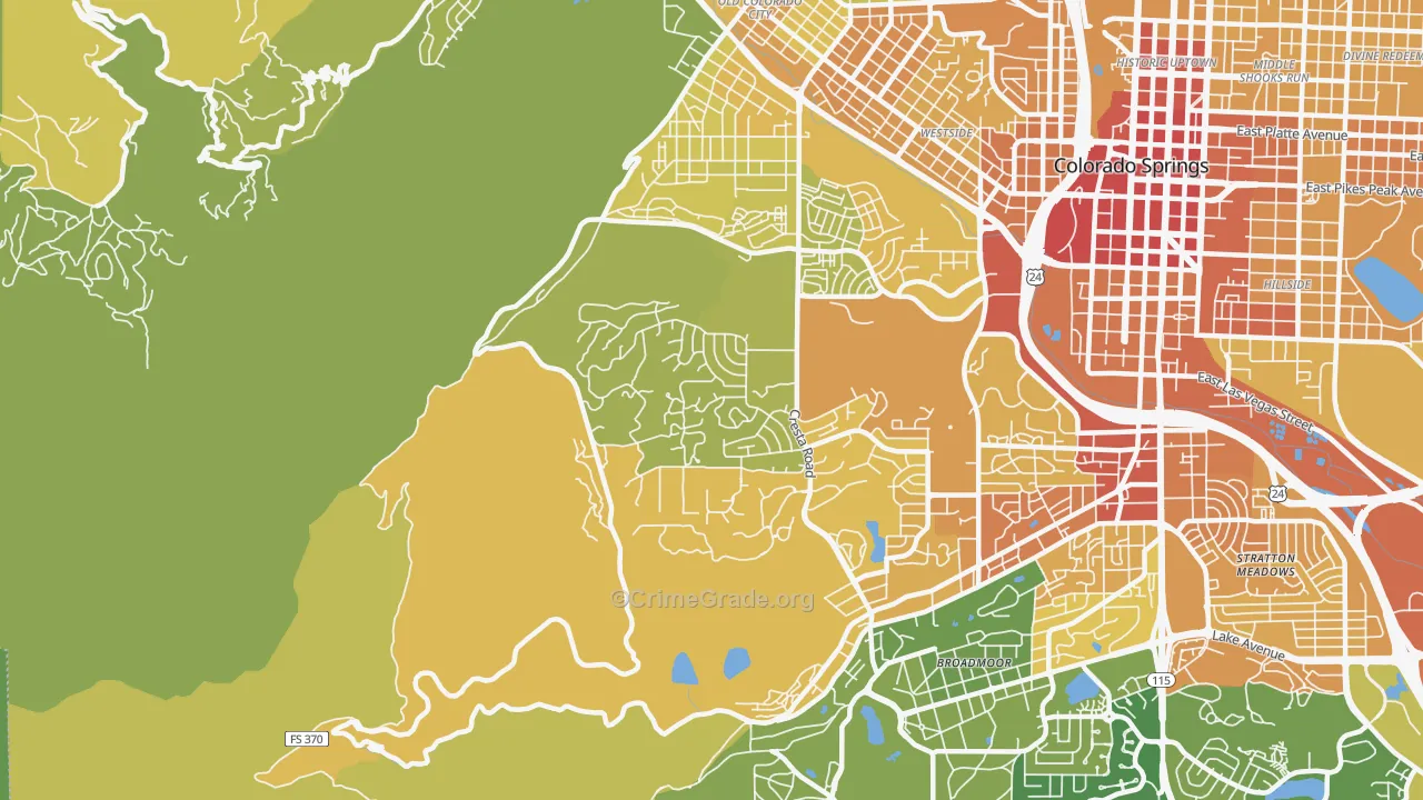 Old Colorado City, Colorado Springs, CO Map of Vehicle Theft Rates