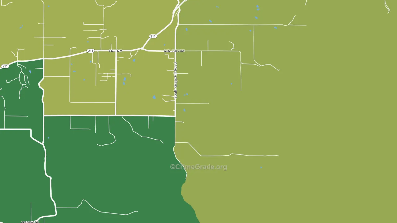 Old Colton, OR Map of Vehicle Theft Rates