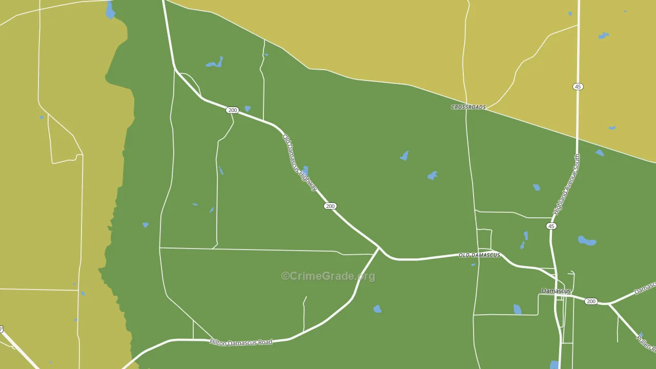 Old Damascus, GA Map of Vehicle Theft Rates