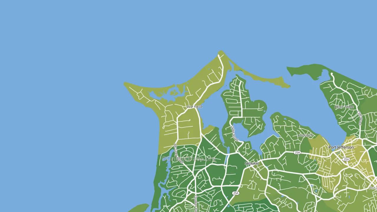 Old Field, NY Map of Vehicle Theft Rates