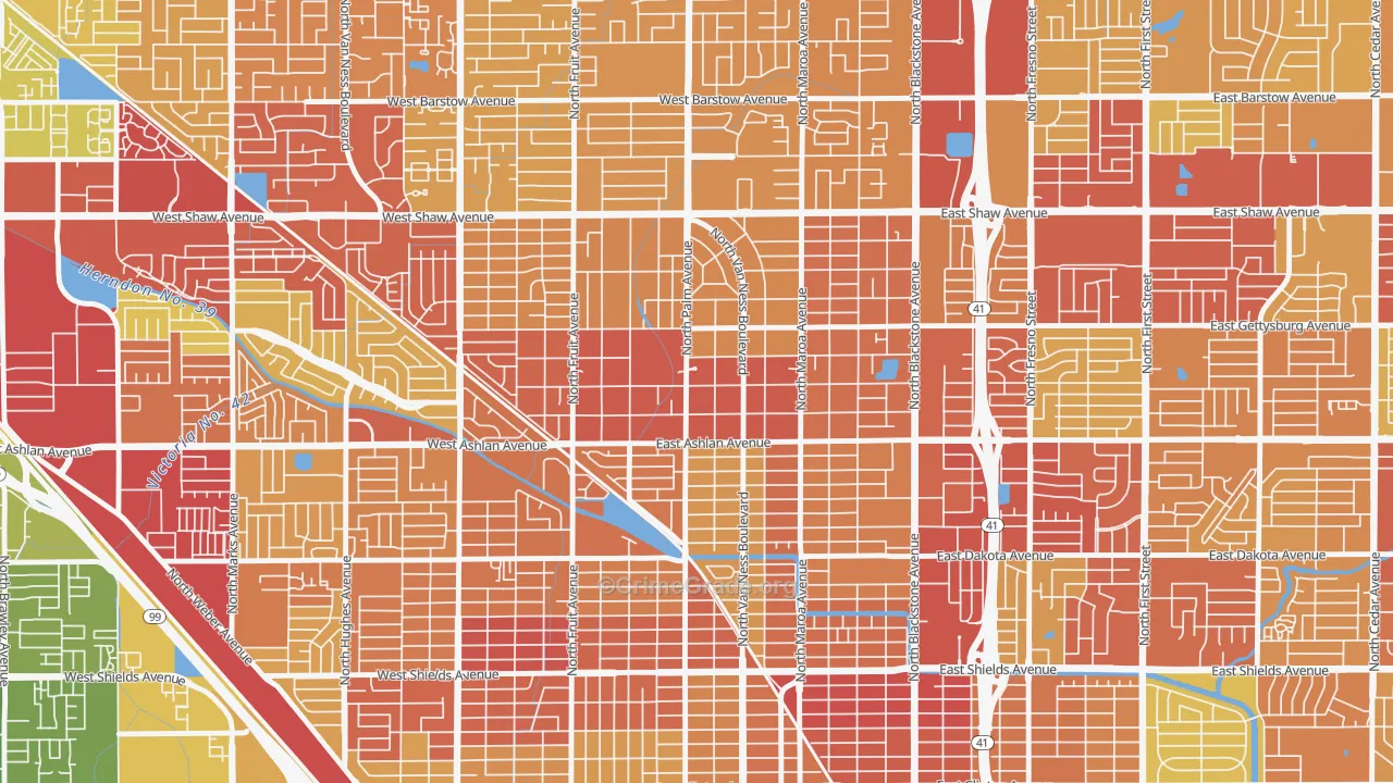 Old Fig Garden, CA Map of Vehicle Theft Rates