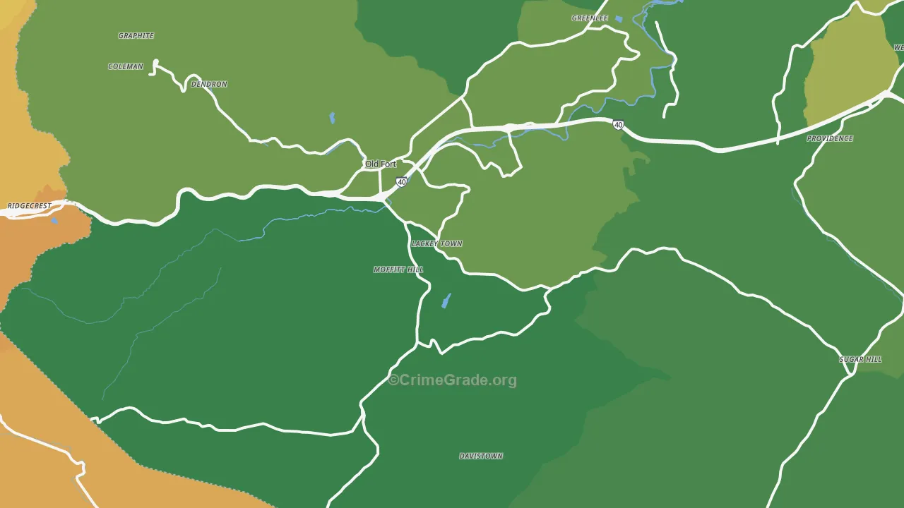 Old Fort, NC Map of Vehicle Theft Rates