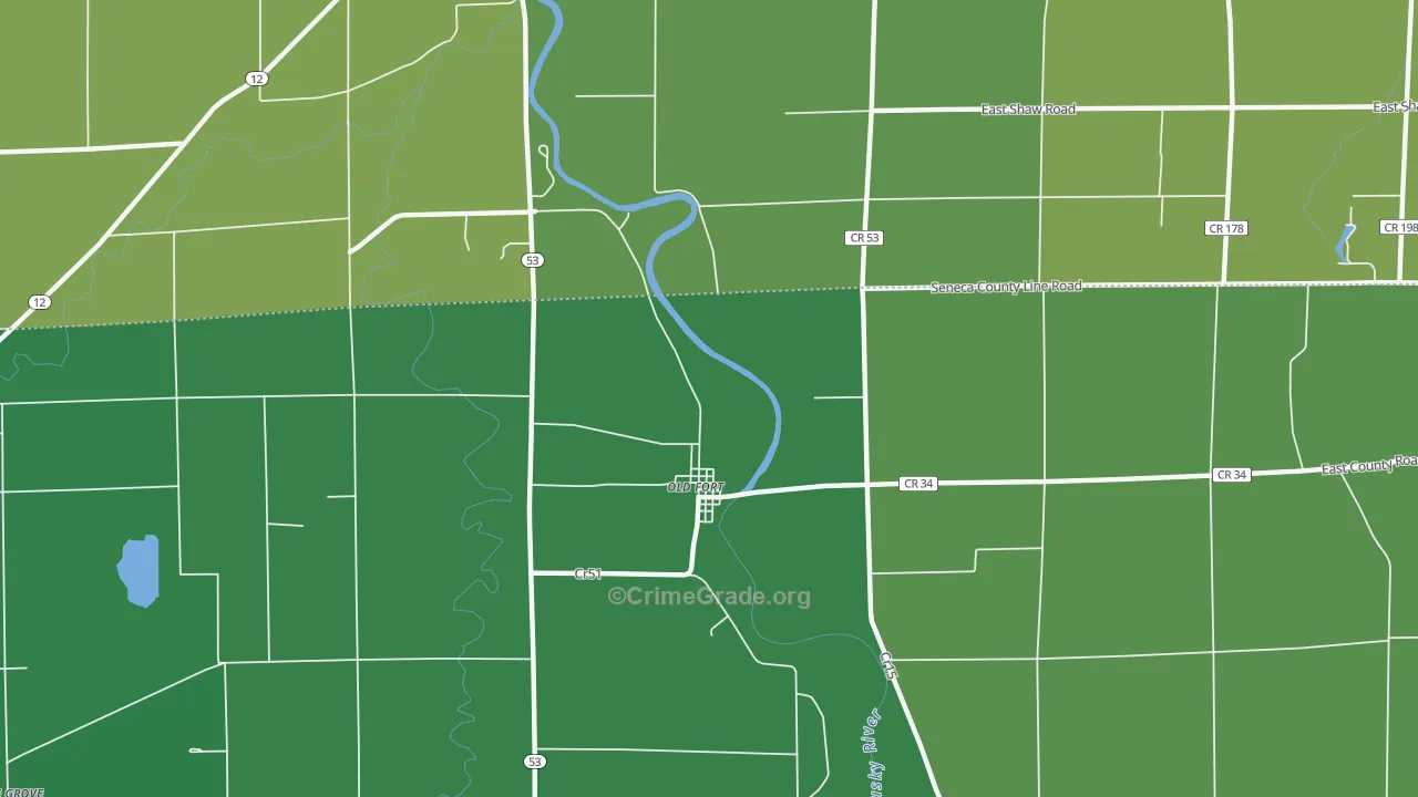 Old Fort, OH Map of Vehicle Theft Rates