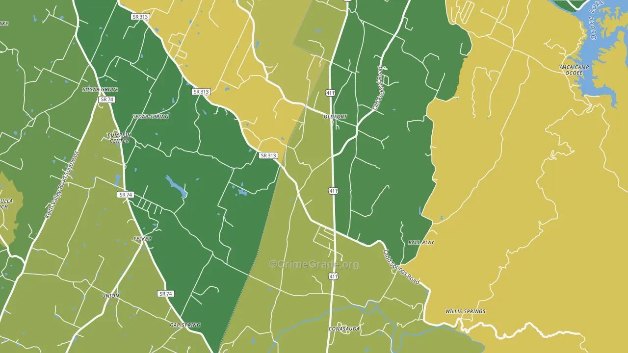 Old Fort, TN Map of Vehicle Theft Rates