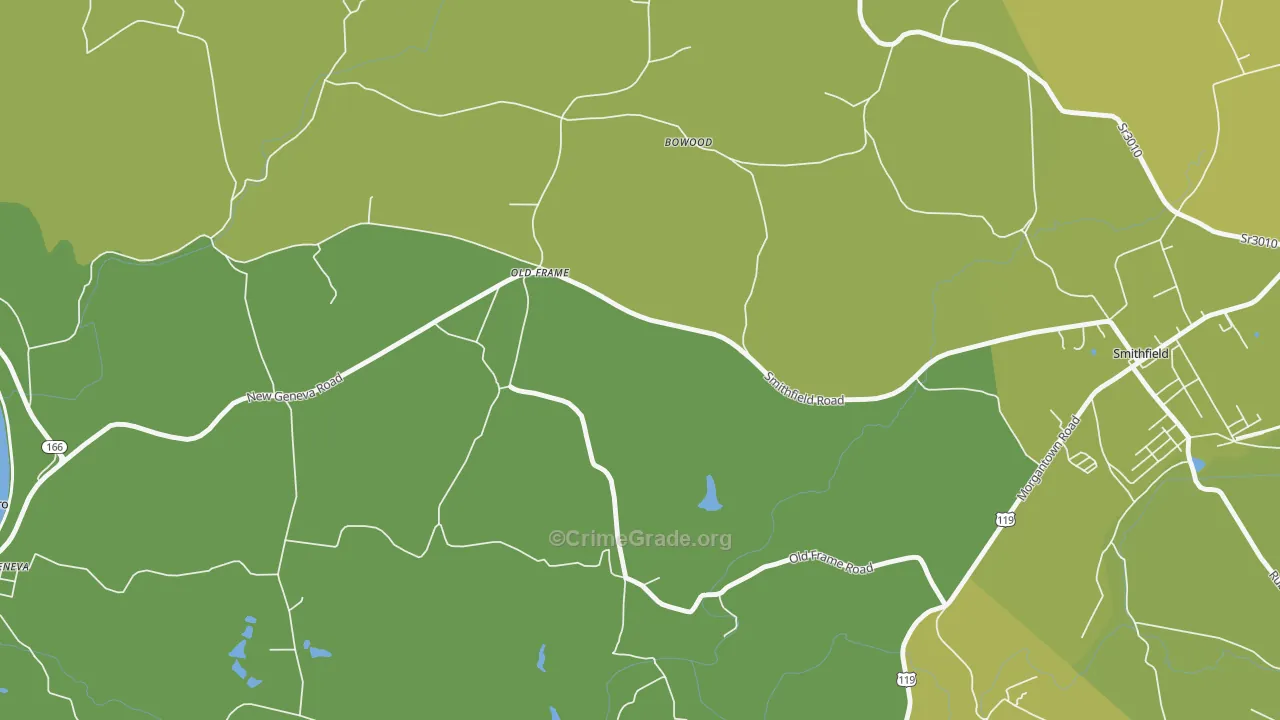 Old Frame, PA Map of Vehicle Theft Rates