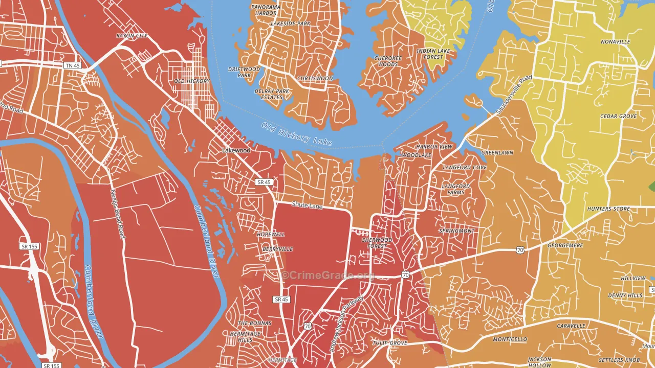 Old Hickory, TN Map of Vehicle Theft Rates