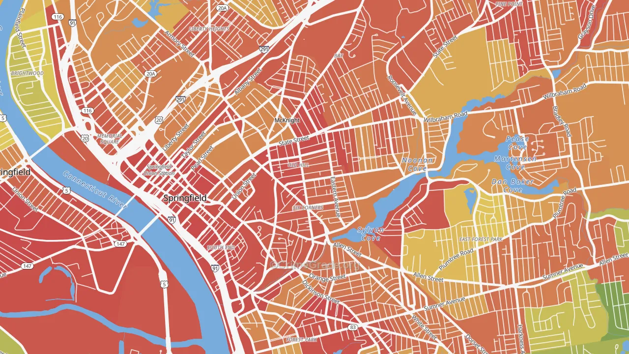 Old Hill, Springfield, MA Map of Vehicle Theft Rates