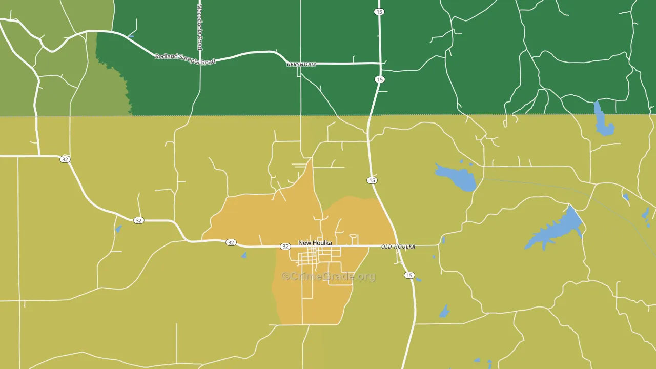 Old Houlka, MS Map of Vehicle Theft Rates