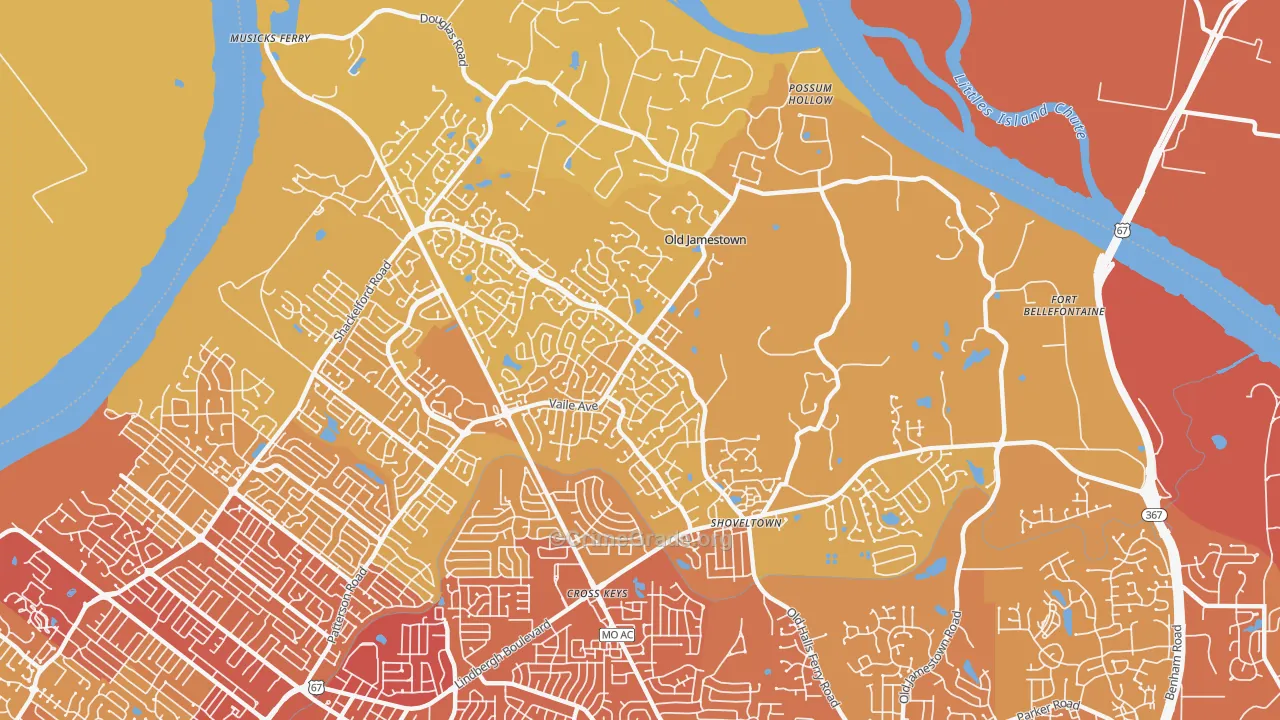 Old Jamestown, MO Map of Vehicle Theft Rates