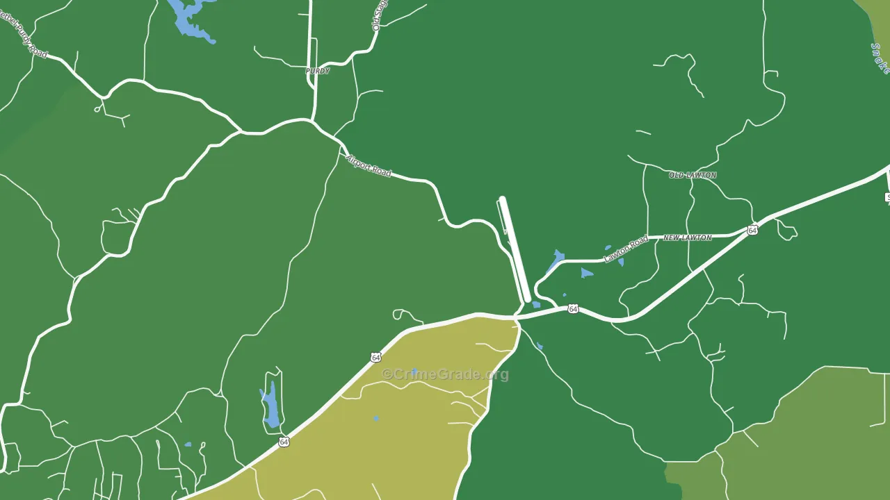 Old Lawton, TN Map of Vehicle Theft Rates