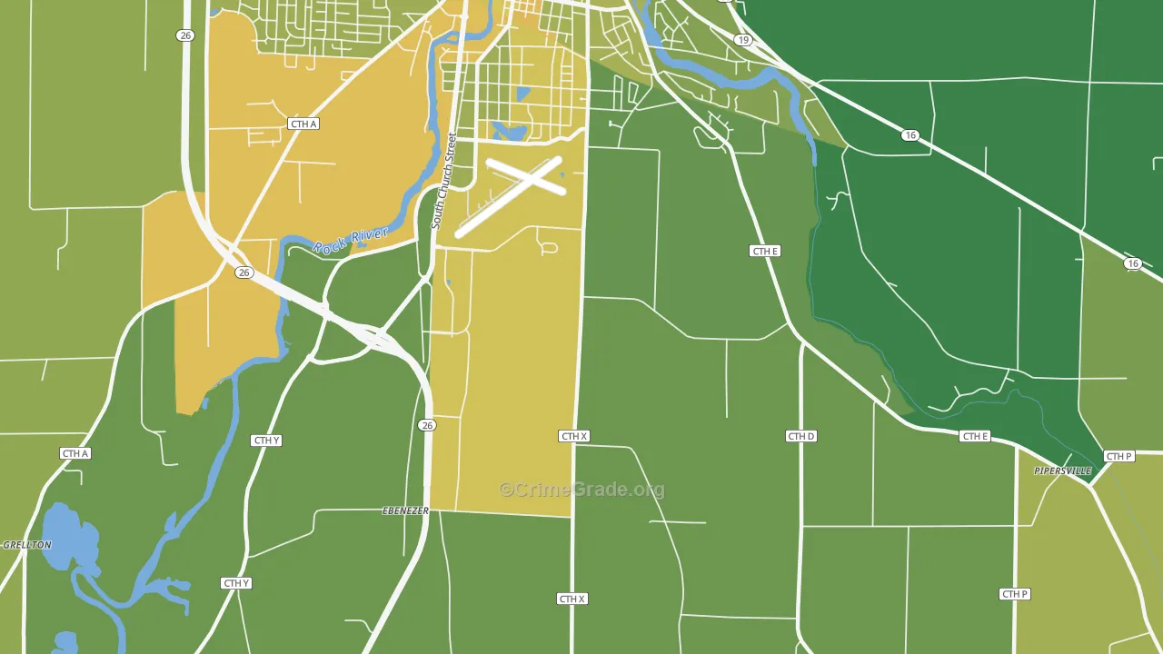 Old Lebanon, WI Map of Vehicle Theft Rates
