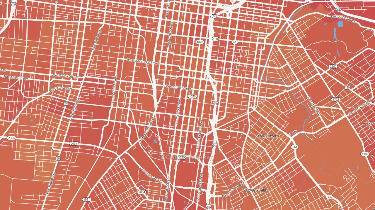 Old Louisville, Louisville, KY Map of Vehicle Theft Rates