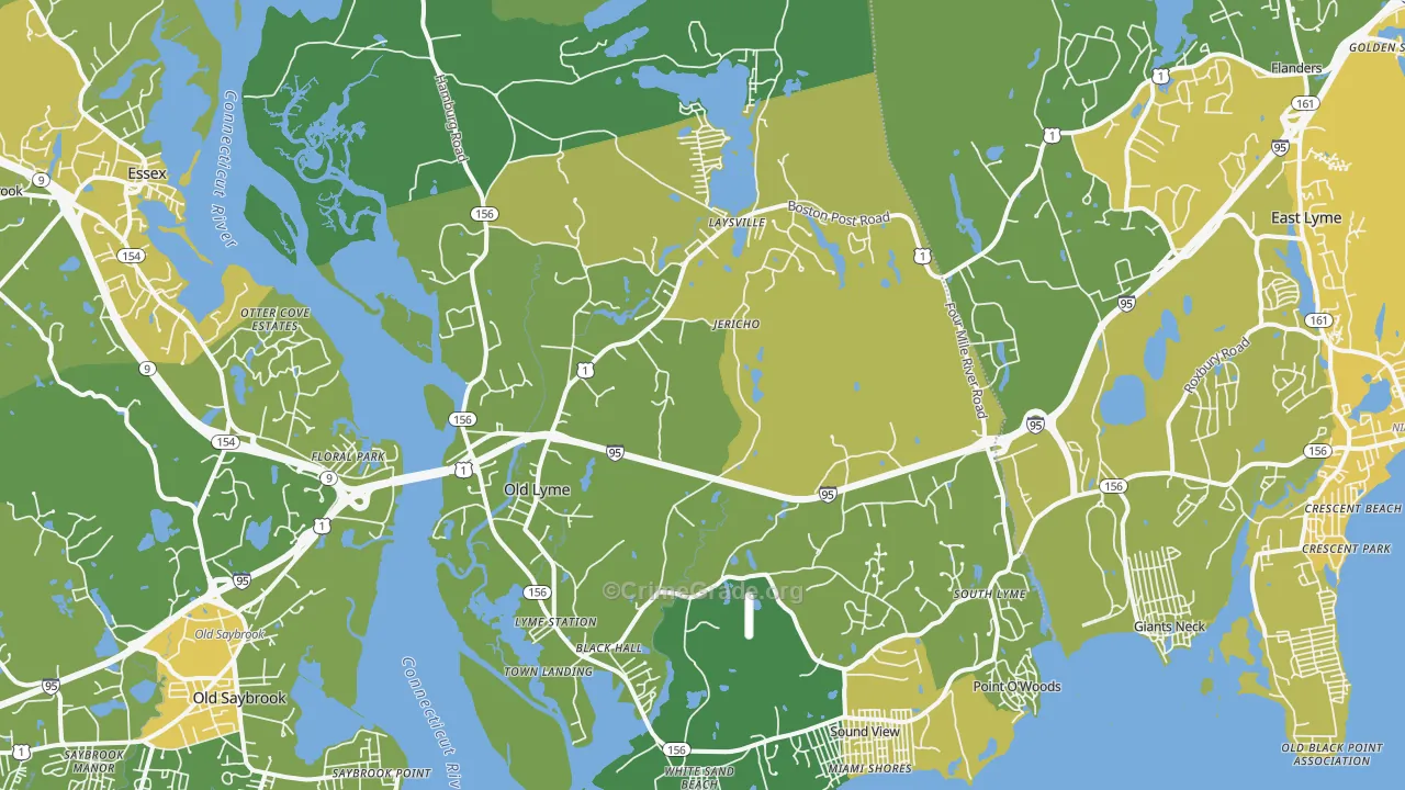 Old Lyme, CT Map of Vehicle Theft Rates