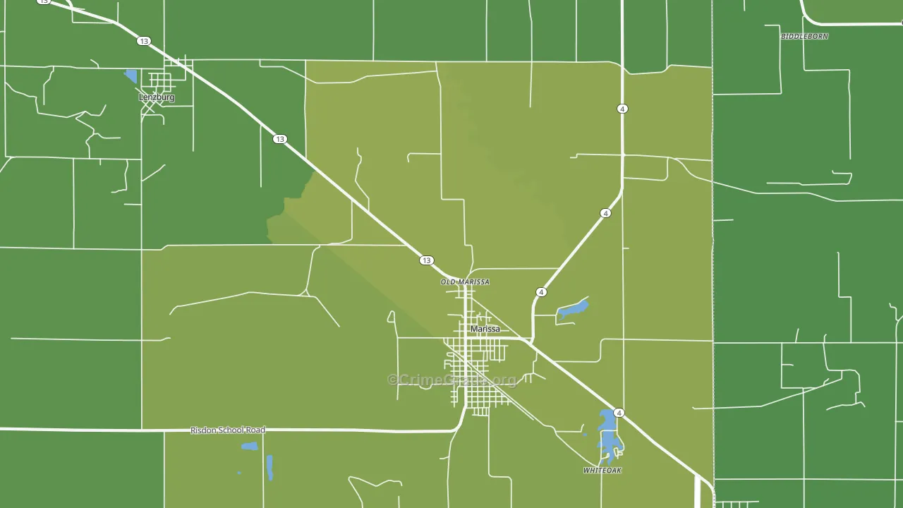Old Marissa, IL Map of Vehicle Theft Rates