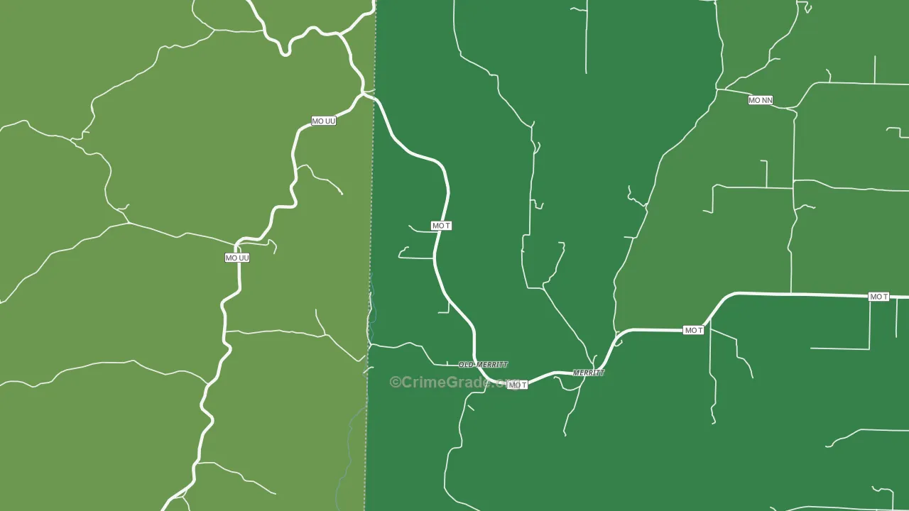 Old Merritt, MO Map of Vehicle Theft Rates