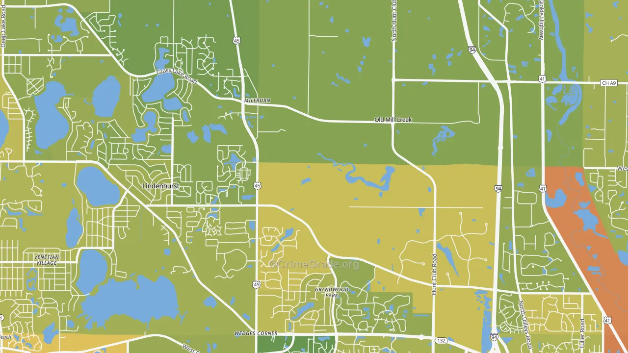 Old Mill Creek, IL Map of Vehicle Theft Rates