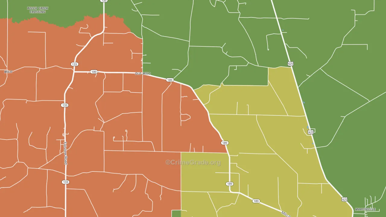 Old Milo, AR Map of Vehicle Theft Rates