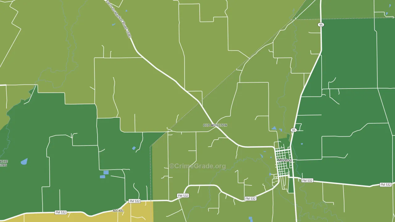 Old Moulton, TX Map of Vehicle Theft Rates