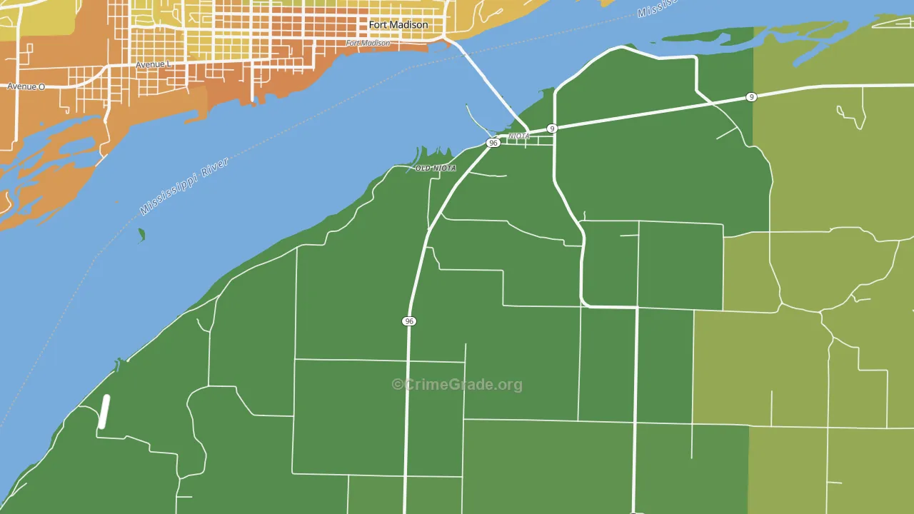 Old Niota, IL Map of Vehicle Theft Rates