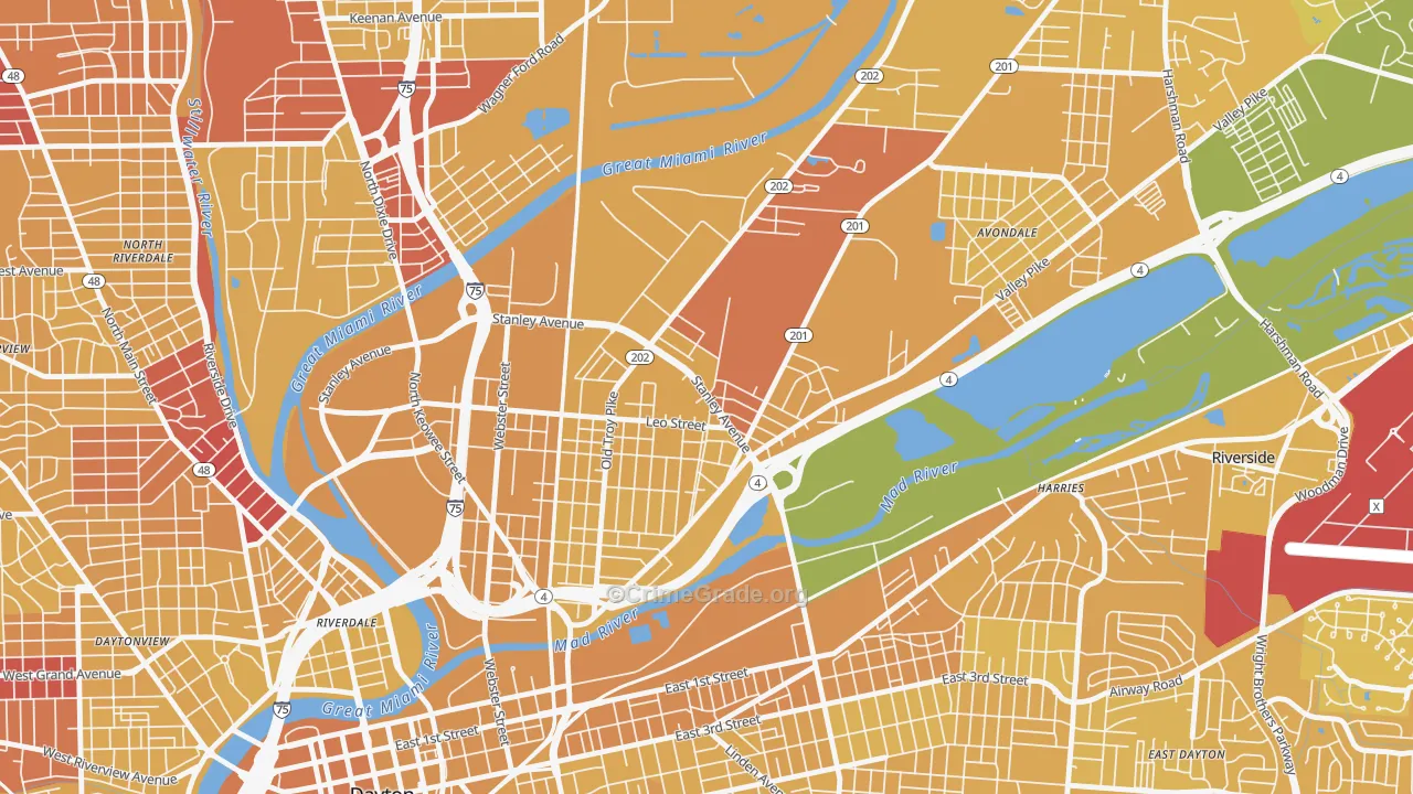 Old North Dayton, Dayton, OH Map of Vehicle Theft Rates