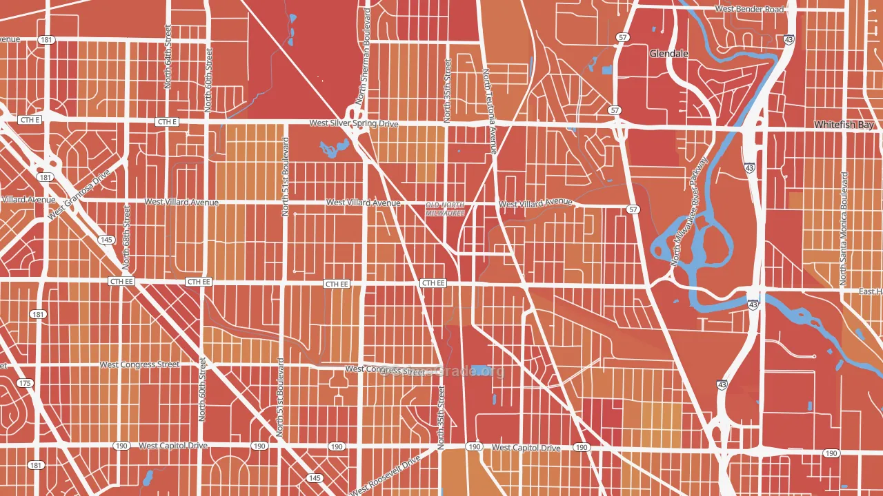 Old North Milwaukee, Milwaukee, WI Map of Vehicle Theft Rates