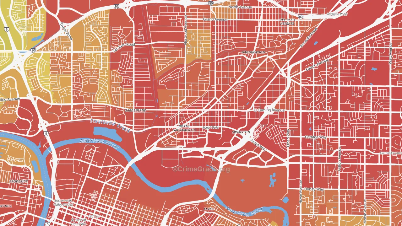 Old North Sacramento, Sacramento, CA Map of Vehicle Theft Rates
