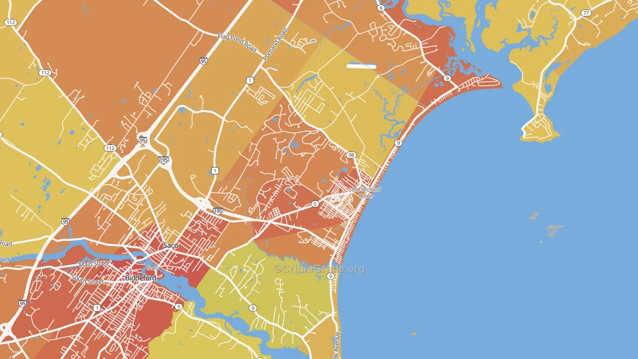 Old Orchard Beach, ME Map of Vehicle Theft Rates