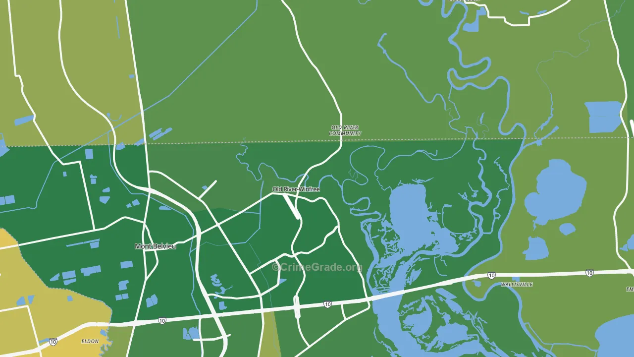 Old River-Winfree, TX Map of Vehicle Theft Rates