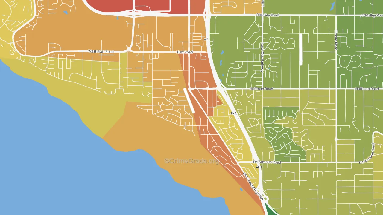 Old Seward-Oceanview, Anchorage, AK Map of Vehicle Theft Rates