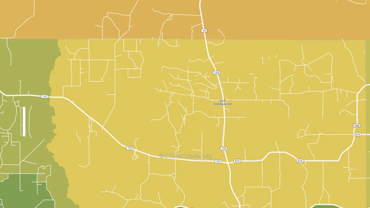 Old Shongaloo, LA Map of Vehicle Theft Rates