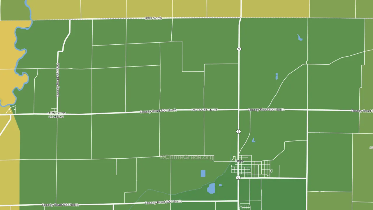 Old St. Louis, IN Map of Vehicle Theft Rates