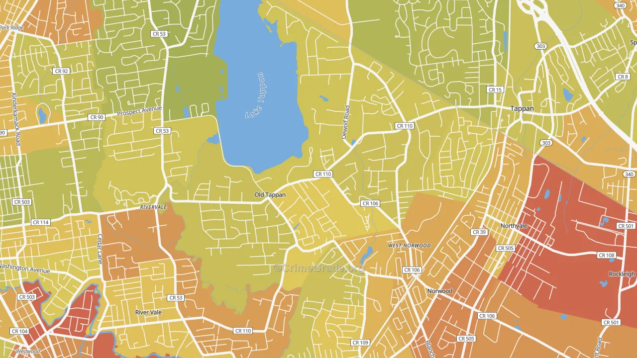 Old Tappan, NJ Map of Vehicle Theft Rates