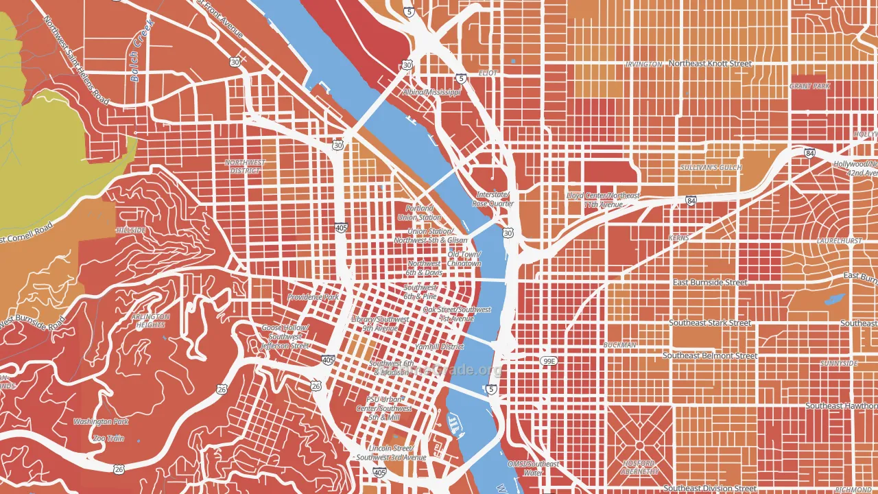Old Town-Chinatown, Portland, OR Map of Vehicle Theft Rates